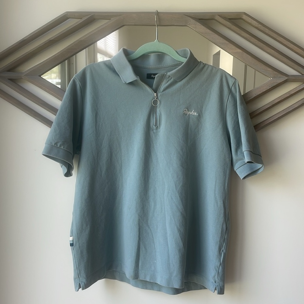 Rapha Men's Light Blue Zip Polo